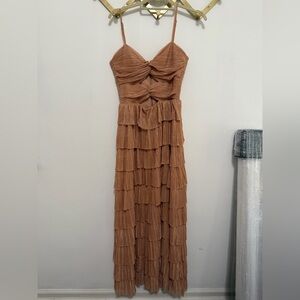Gianni Bini Metallic Tan Tiered Dress